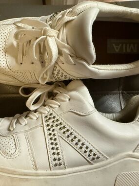 MIA White Studded Platform Sneakers